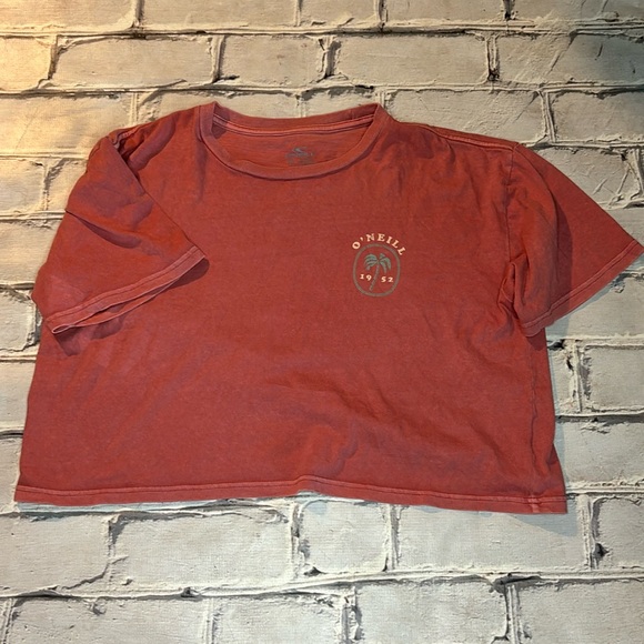 O'Neill Tops - O’Neill oversized cropped tee in a distressed pink
